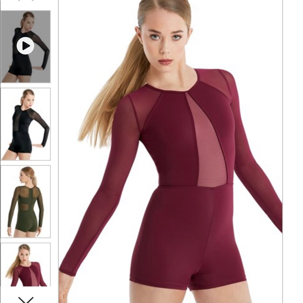 Balera Illusion Black Cherry Mesh Biketard - CL
